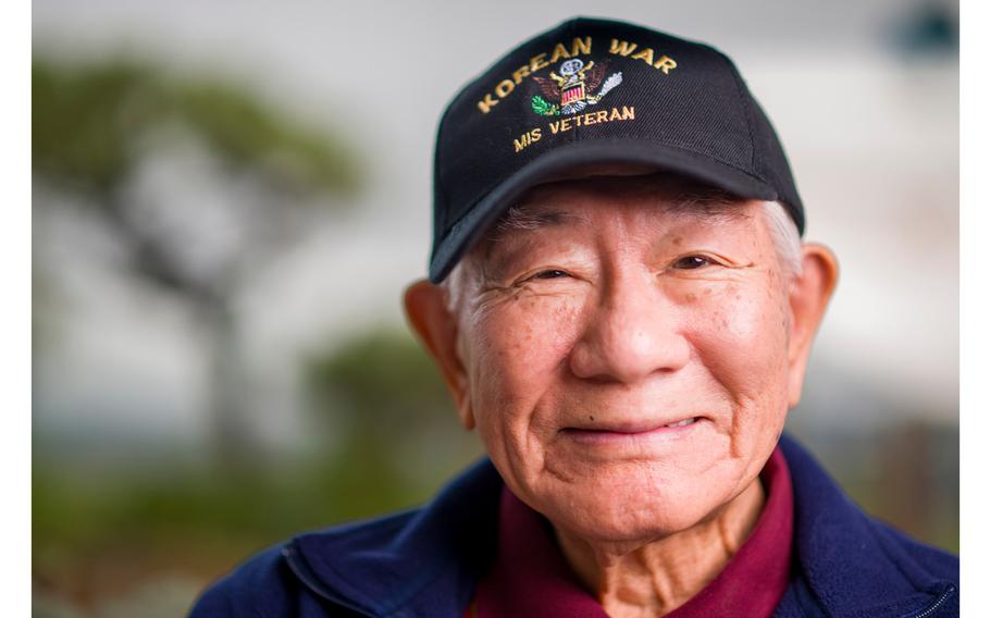 Norio Uyematsu, 93, a Japanese American and Korean War veteran shown at his home in Anaheim on Feb. 1, 2024, served with the 521st Military Intelligence Service Platoon in the Korean War spent time. During World War II Uyematsu and his family were interned at the Heart Mountain Relocation Center in Park County, Wyo. 