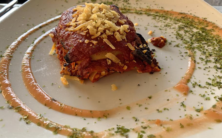 Rich marinara, vegan ricotta and sausage and beef substitutes are the canvas for Cavoli Nostri's take on the traditional lasagna Neapolitan.