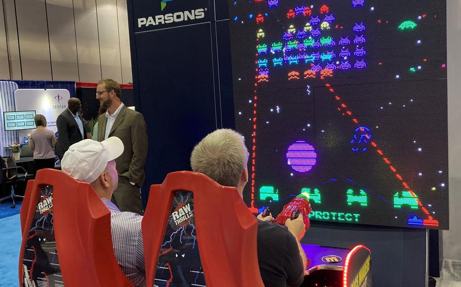 Parsons technology company just "went for it" and brought a life-size "Space Invaders game to its booth at this week's Space & Missile Symposium in Huntsville, Ala.