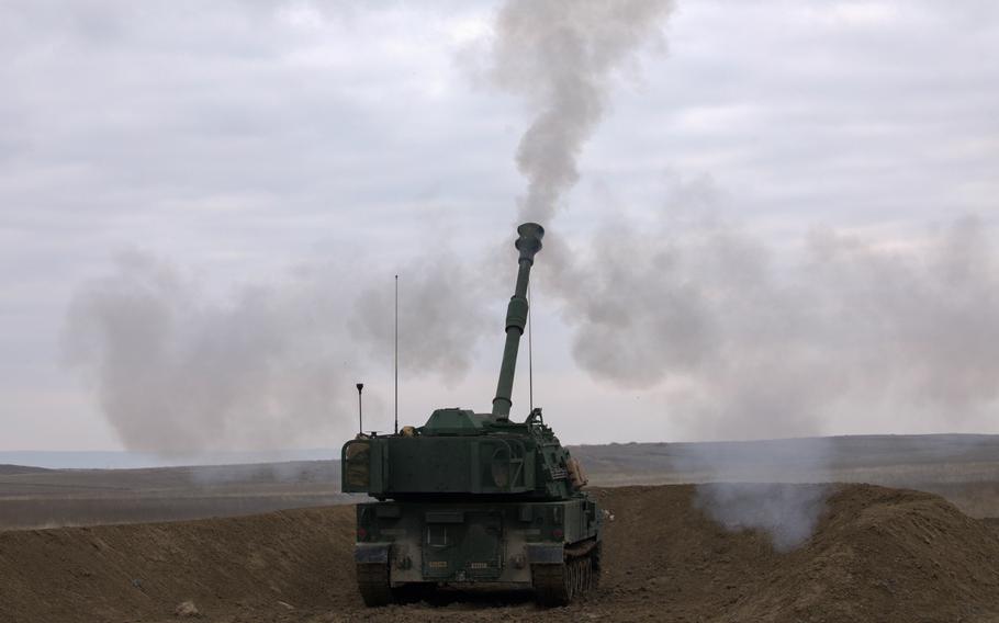 An M109A7 Paladin fires an artillery round during an exercise.
