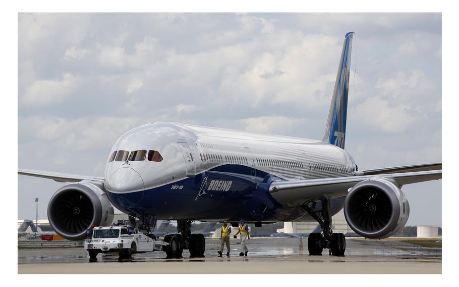 Boeing employees walk a new Boeing 787-10 Dreamliner down towards the delivery ramp area at Charleston International Airport in South Carolina on March 31, 2017. Boeing will be in back-to-back hearings Wednesday, April 17, 2024, as Congress examines allegations of major safety failures.