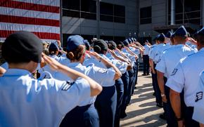 U.S. Air Force Airmen and U.S. Space Force Guardians stand in formation at an activation ceremony for Space Base Delta 41 (SBD 41) at Schriever Space Force Base, Colo., June 18, 2025. SBD 41, commanded by U.S. Space Force Col. Eric Bogue, is responsible for combat support, combat service support, weapon system infrastructure, and installation support to space operational missions at Schriever Space Force Base, Colorado, as well as assigned geographically separated units at Ka’ena Point Space Force Station, Hawaii, and New Boston SFS, New Hampshire. (U.S. Space Force photo by Dave Grim)