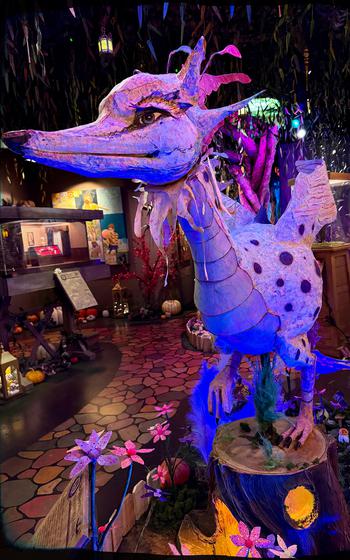 A sculpture of a dragon at the Museum of Make Believe in Laguna Beach.  