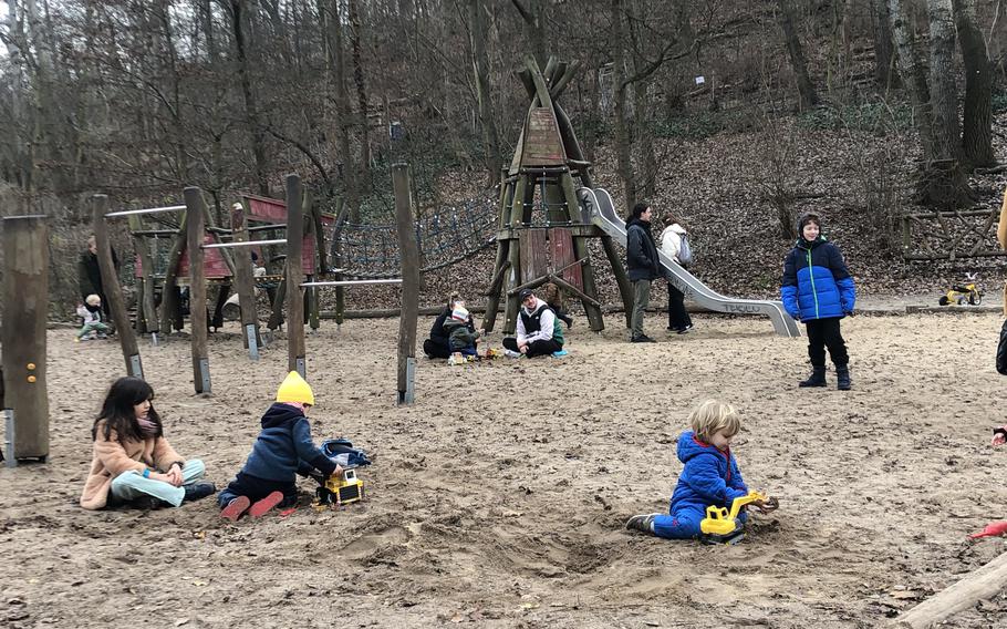 Children play at a park in Berlin on New Year’s Day as temperatures reached 60.8 F, a January record.