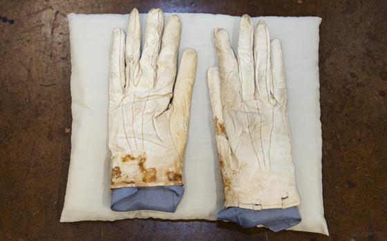A pair of blood-stained gloves that Abraham Lincoln had when he was assassinated.