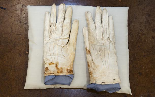 A pair of blood-stained gloves that Abraham Lincoln had when he was assassinated.