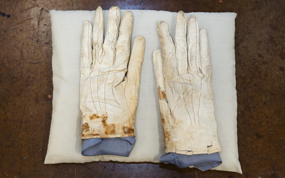 A pair of blood-stained gloves that Abraham Lincoln had when he was assassinated.