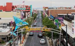A view of Fremont East District in Las Vegas on May 28. MUST CREDIT: Photo for The Washington Post by Mikayla Whitmore