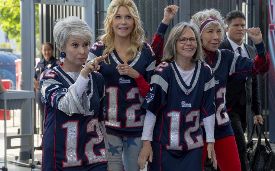 From left: Rita Moreno, Jane Fonda, Sally Field and Lily Tomlin star in  the comedy “80 for Brady.”