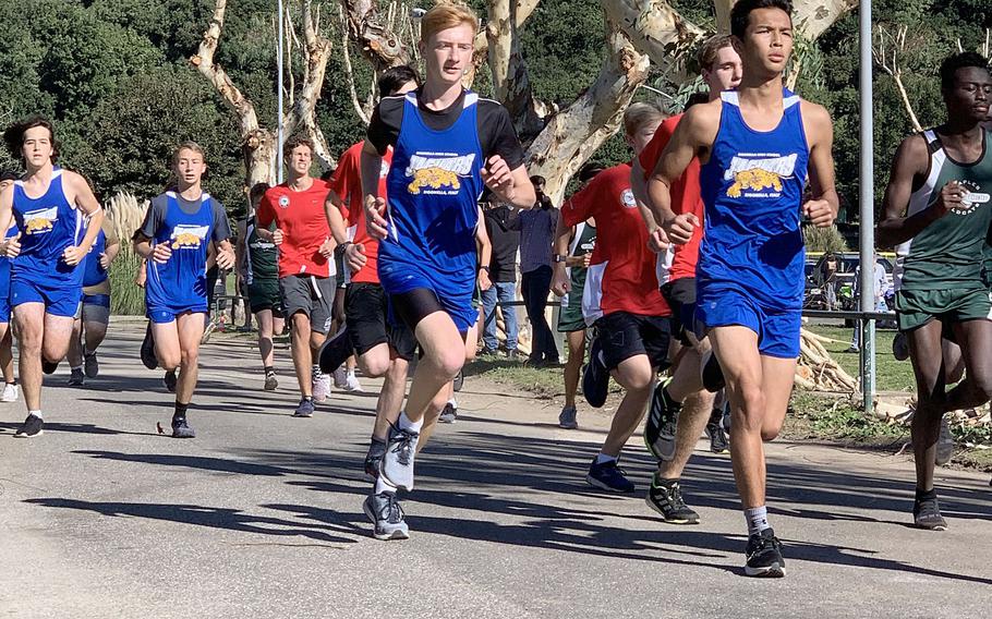 Competitors from Naples, Sigonella and American Overseas School of Rome competed in a cross country race Saturday at Carney Park. It was the last meet of the regular season.