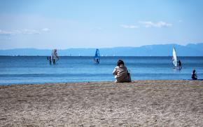 Zushi, a popular beach near Yokosuka Naval Base, Japan, is pictured on March 22, 2024.

