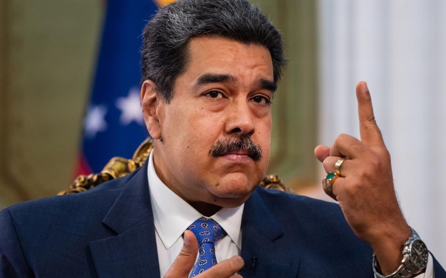 Venezuela's President Nicolas Maduro speaks during an interview in Caracas, Venezuela, on June 14, 2021. 