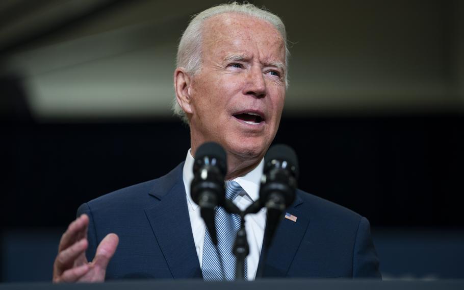 President Joe Biden delivers remarks on infrastructure spending at McHenry County College, Wednesday, July 7, 2021, in Crystal Lake, Ill.