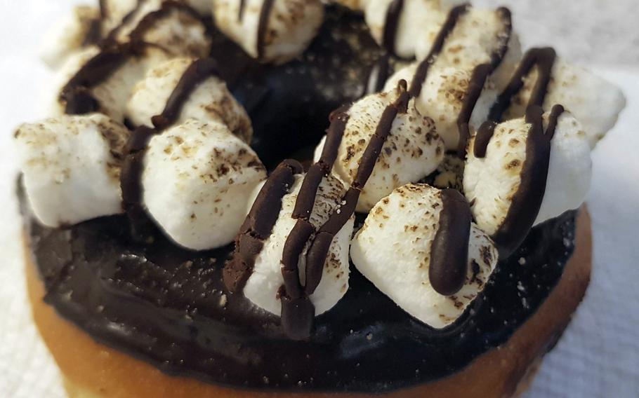 The s'mores yeast doughnut was among the 40 varieties available at Randy’s Donuts in Tokyo, June 28, 2025.