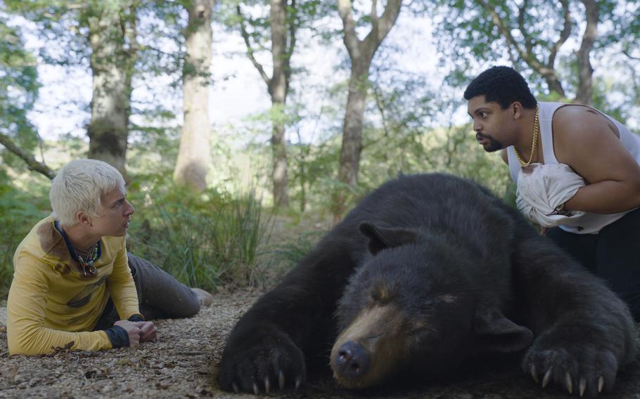 Aaron Holliday, left, and O’Shea Jackson, Jr. star in “Cocaine Bear.”