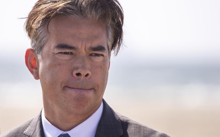 California Attorney General Rob Bonta attends a briefing in Huntington Beach, California, on Oct. 11, 2021. 