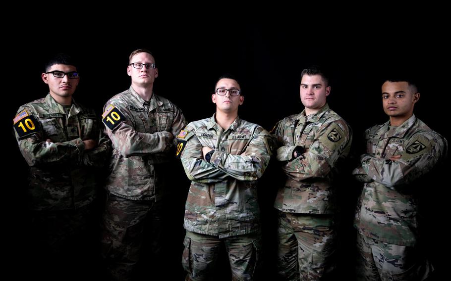 Spc. Jose Gutierrez (left to right), Staff Sgt. Cody Sanford, Staff Sgt. Joshua Lorber, Sgt. Marcus McCann and Sgt. Jackie Payne, stationed at Fort Detrick’s United States Army Medical Research Institute of Infectious Diseases, were one of 12 teams from around the world that participated in the Army’s first-ever Best Squad Competition. The competition, which took place at Fort Bragg in North Carolina from Sept. 29 to Oct. 7, featured a variety of fitness and combat-related challenges that were designed to test participants on their individual skills, as well as their ability to work together as a team.