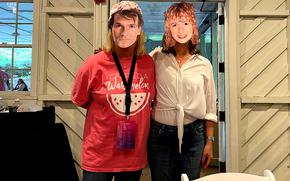 Guests from Scotland wear masks of Patrick Swayze's Johnny and Jennifer Grey's Baby, as well as a T-shirt quoting the film. 