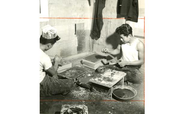 Hed: Learning an ancient craft, 1959

Seoul, South Korea, January 1959:  Standing Wood and applying a special plaster, these older orphans of the Seoul Police and Soldiers Orphanage are learning lacquerware manufacture, a centuries-old profession for which there is still a ready market. The Seoul Police and Soldiers Orphanage received support from the Headquarter Detachment, Special Troops unit in 1959. The program - which started in October 1958 - teaches the orphans the process of traditional lacquerware manufacturing.

Pictured here is a scan of the original 1958 print created by Stars and Stripes Pacific's photo department to run in the print newspaper. The red marks indicate the crop lines. Only the middle part of the image would appear in the newspaper. As the vast majority of pre-1964 Stars and Stripes Pacific negatives and slides were unwittingly destroyed by poor temporary storage in 1963, the prints developed from the late 1940s through 1963 are the only images left of Stripes' news photography from those decades – with the exception the negatives of some 190 pre-1964 photo assignment found recently. Stars and Stripes' archives team is scanning these prints and negatives to ensure their preservation. 

Looking for Stars and Stripes’ historic coverage? Subscribe to Stars and Stripes’ historic newspaper archive! We have digitized our 1948-1999 European and Pacific editions, as well as several of our WWII editions and made them available online through https://starsandstripes.newspaperarchive.com/

META TAGS: Pacific; charity; orphans; civilians; philanthropy; community; locals; Hq; Det; childen; boys; craft; manufacturing; Korean; Korean culture