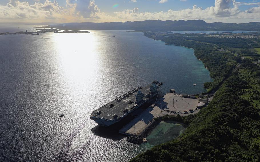 The HMS Queen Elizabeth, a Royal Navy aircraft carrier, has made two stops in Guam during its maiden deployment to the Indo-Pacific region. 