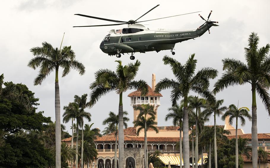 Marine One lifts off after returning President Donald J. Trump to Mar-a-Lago in Palm Beach, Fla., on March 29, 2019. 