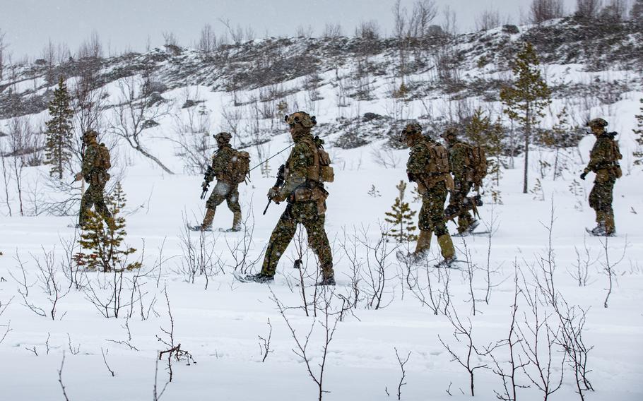 U.S. Marines with 22nd Marine Expeditionary Unit, participate in a live-fire range in Setermoen, Norway, April 26, 2022. U.S. and Norwegian armed forces recently worked through a range of deployment scenarios in the event of an emerging regional threat.