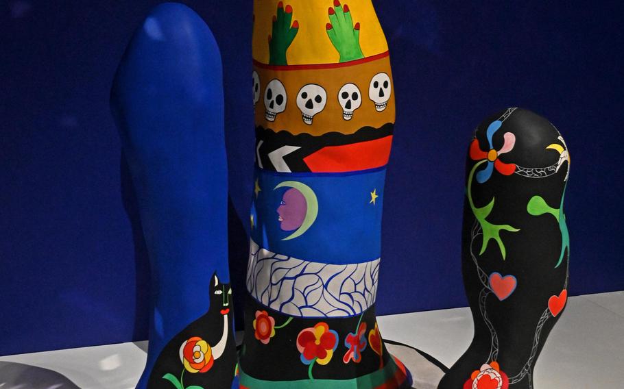 Niki de Saint Phalle’s work “Trilogy of Obelisks” is on exhibit at a show dedicated to the artist at the Schirn in Frankfurt, Germany. 