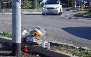 A car passes through a roundabout in the Italian town of Sant’ Antonio where an Italian teenager was killed early Sunday, Aug. 21, 2022. Julia Bravo, an American airman assigned to Aviano Air Base, appeared before an Italian judge for a preliminary hearing Nov. 13, 2023.