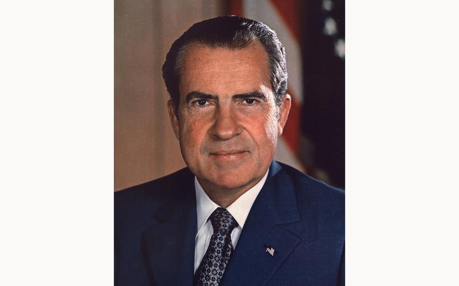 Richard Nixon’s presidential portrait. 