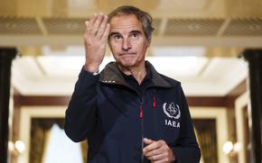 Rafael Mariano Grossi, the director-general of the International Atomic Energy Agency, speaks to journalists during press conference in Kyiv, Ukraine, on Tuesday, June 3, 2025. (AP Photo/Evgeniy Maloletka)