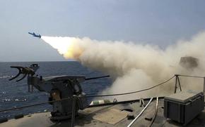 In this picture released by the official website of the Iranian Army on Thursday, Aug. 21, 2025, a missile is fired from a vessel during Iranian navy drill in the Gulf of Oman and the Indian Ocean. (Masoud Nazari Mehrabi/Iranian Army via AP)