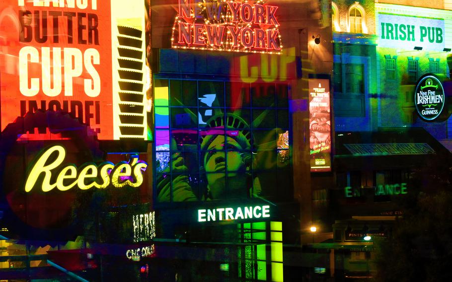 The exterior of the New York-New York Hotel & Casino on the Vegas Strip. Capacity restrictions put in place because of the pandemic ended June 1. 