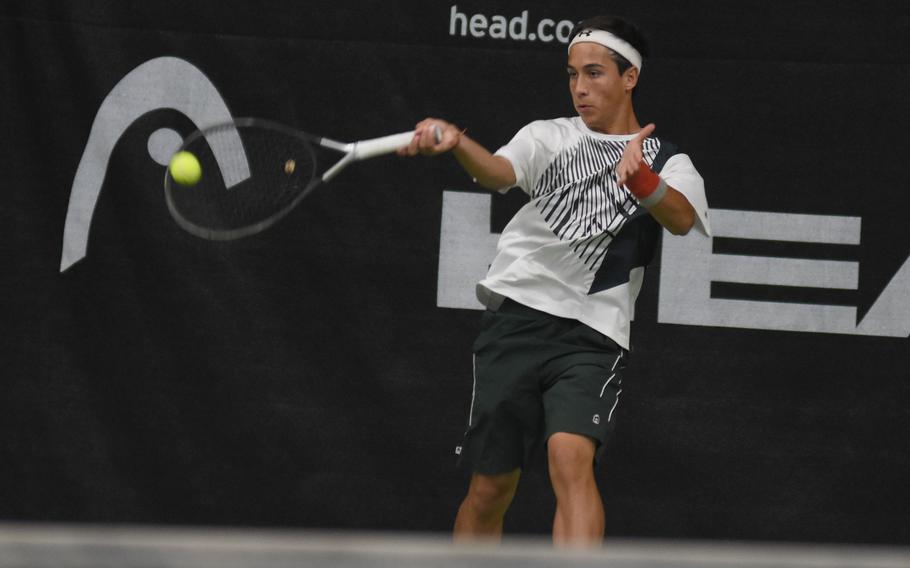 Naples' Sam Stutzman made it to the semifinals on Friday, Oct. 21, 2022, at the DODEA European tennis championships in Wiesbaden, Germany, as a No. 6 seed.
