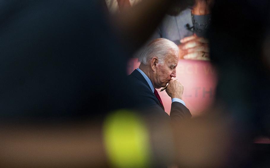 Prsident Biden convenes a virtual meeting with governors to discuss efforts to protect access to reproductive health care on July 1, 2022, shortly after the Supreme Court overturned Roe v. Wade. 