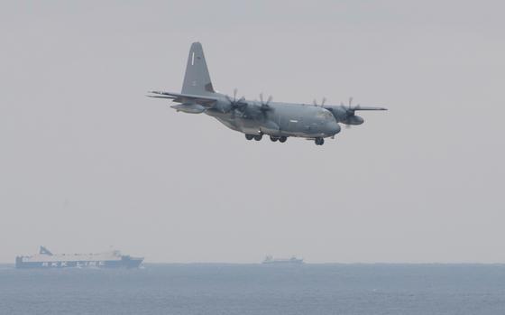 A MC-130J Commando II with the 353rd Special Operations Group flies over the East China Sea from Kadena Air Base, Okinawa, Jan. 6, 2021.