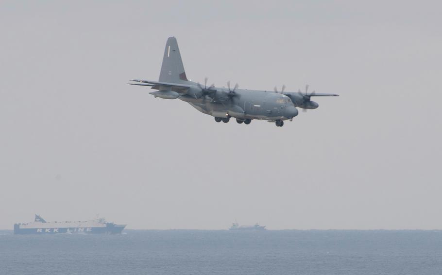 A MC-130J Commando II lies over the East China Sea.