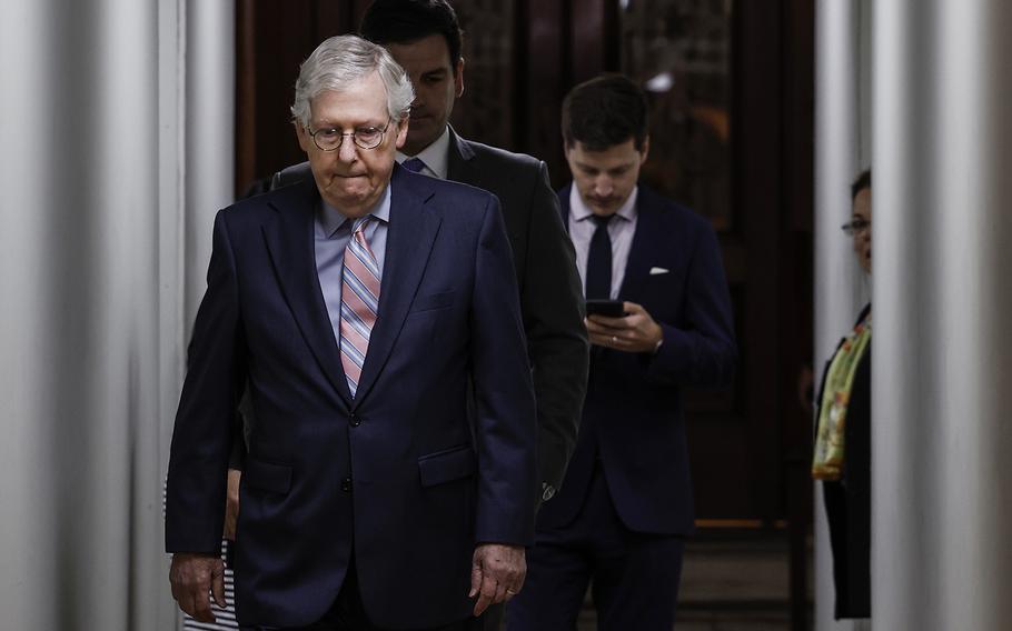 Senate Minority Leader Mitch McConnell, R-Ky., at the U.S. Capitol on Aug. 3, 2022, in Washington, D.C.