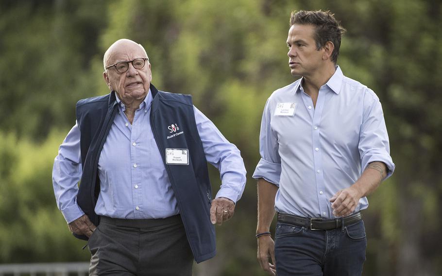 Rupert Murdoch, left, is seen with Lachlan Murdoch. 
