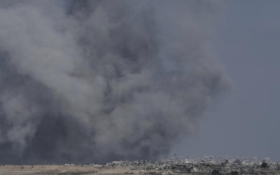 Smoke from Israeli bombardment of the northern Gaza Strip