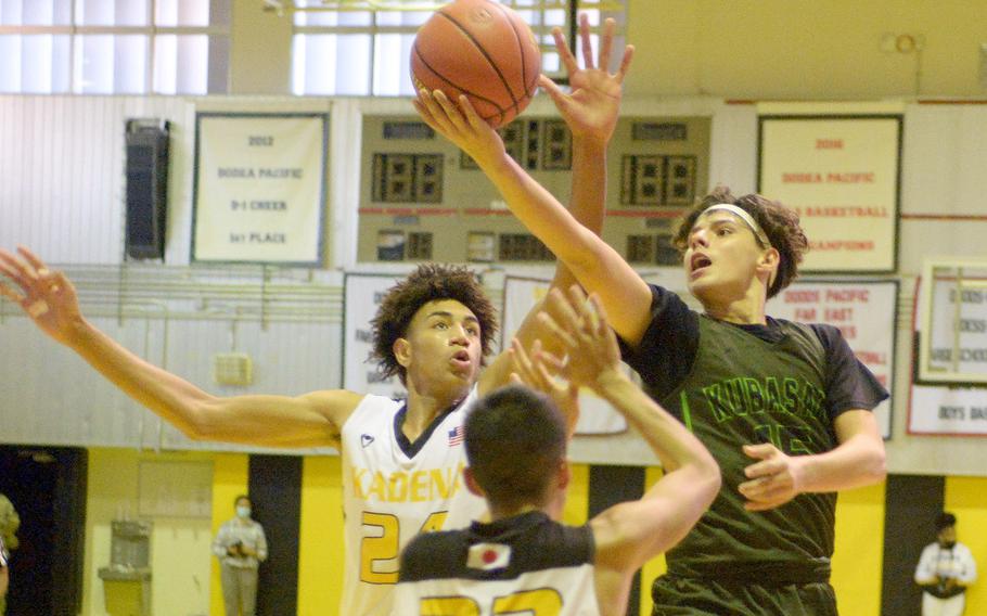 Kadena's boys basketball team played Kubasaki four times over the course of the season, three times in December. Due to an uptick in COVID cases, the schools will not face each other again during the rest of the winter season.