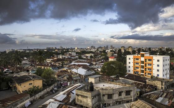 Residential buildings stand on the skyline in Mombasa, Kenya, in 2017. MUST CREDIT: Bloomberg photo by Luis Tato.