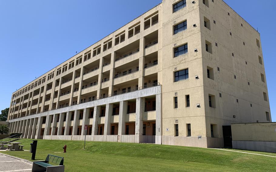 The Navy is proposing to build a new fleet operations facility at its Naples Capodichino site, which is home to U.S. 6th Fleet. Still in the planning stages and unfunded, the new building would be built on the base's southwestern side at the site of a former barracks building seen here on May 19, 2022.