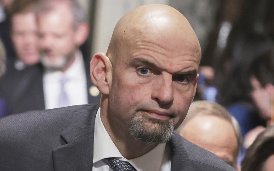 Sen. John Fetterman, D-Pa., walks through the U.S. Capitol’s Statuary Hall prior to President Joe Biden’s State of the Union address on Feb. 7, 2023, in Washington, DC. 