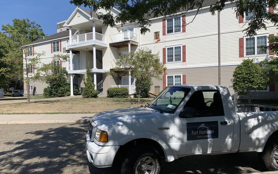 The exterior of privatized military housing at Fort Hamilton, N.Y., being renovated in August 2022. A recent review by the Government Accountability Office called on the Defense Department to provide clear housing inspection standards so that assessments rely less on individual interpretation.