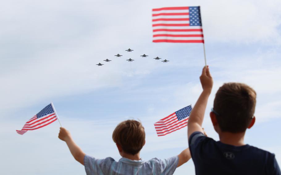 Dozens of family members gathered Friday, July 12, 2024, at Naval Air Station Oceana, Va., to welcome home four Virginia Beach-based fighter jet squadrons.