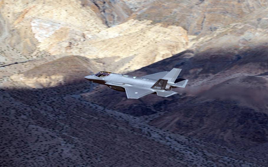 An F-35A Lightning II flies over Death Valley National Park, Calif., March 7, 2024. 