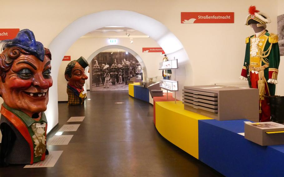 Inside the Fastnachtsmuseum in Mainz, Germany. The museum traces the history of carnival in Mainz from its 19th-century beginnings to the present and is run by volunteers. The swell heads, known as Schwellkoepp in German, are mainstays of the city’s Rose Monday parade.