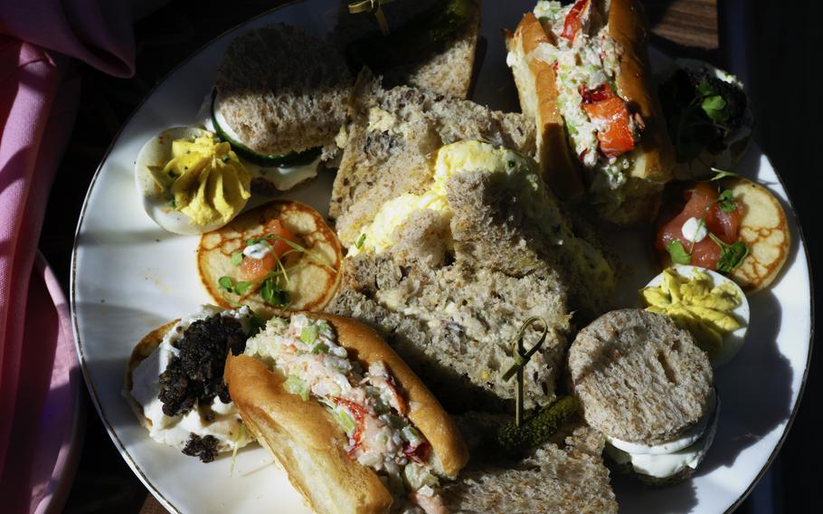 A variety of tea party sandwiches. 