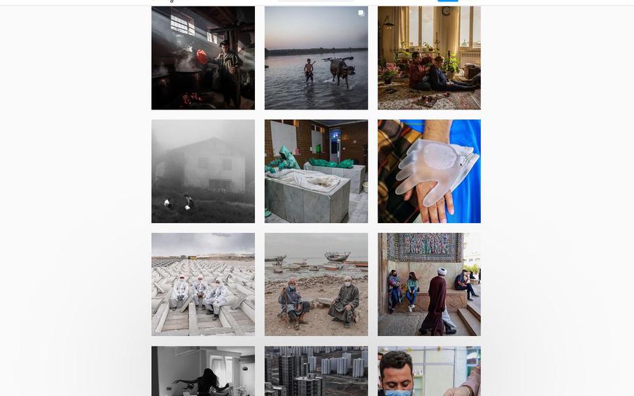 A screen grab captures a gallery of images on the Instagram account, everydayiran.