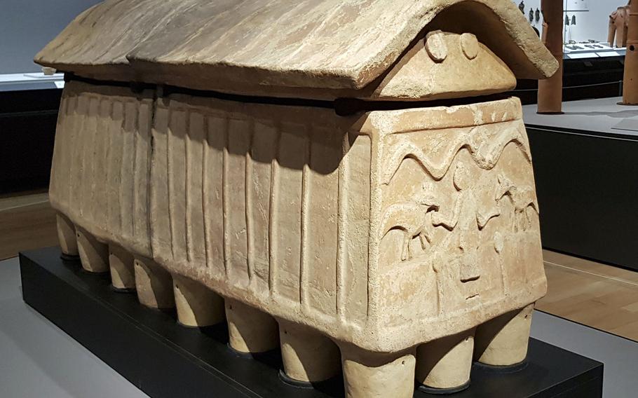 An ancient coffin at Tokyo National Museum, which is celebrating its 150th anniversary. 